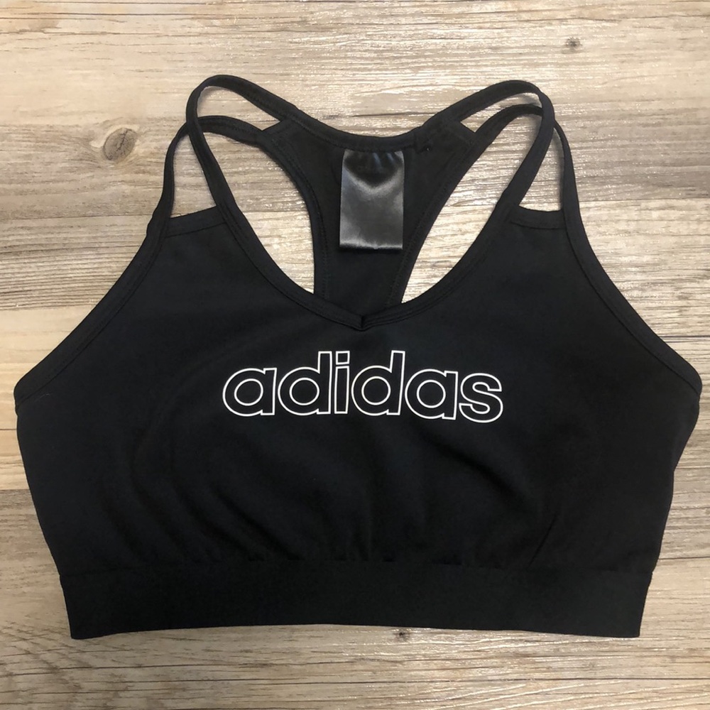 Adidas black sports bra strappy